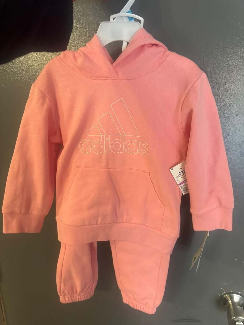 Adidas Pink 2-Piece Fleece Hoodie and Pants Set Size 24M